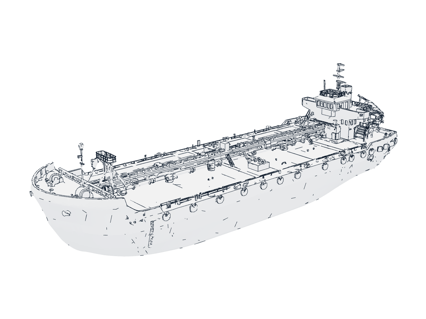 Line drawing: Crude tanker · at sea